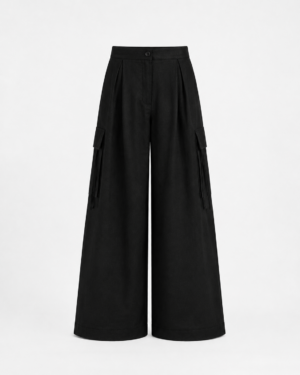 Black Linen Cargo Pants