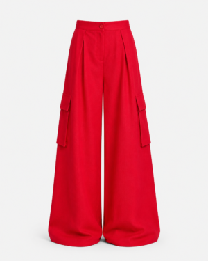 Red Linen Cargo Pants