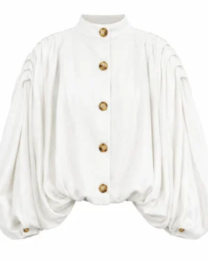 WHITE Linen Bomber
