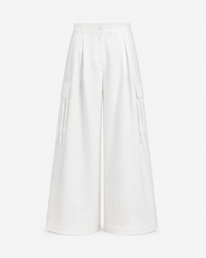 White Linen Cargo Pants