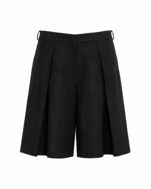 Black Linen Bermuda Pants