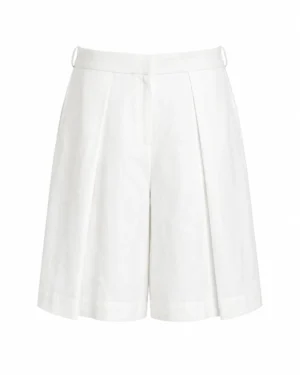 White Linen Bermuda Pants