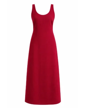 Red Linen Dress - front view