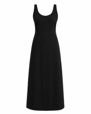 Black Linen Maxi Dress - front view