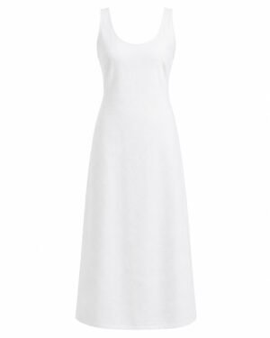 White Linen Maxi Dress - front view